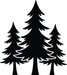 Obraz premium Silhouette evergreen trees forest nature vector