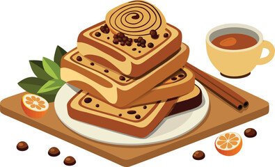 Chocolate-chip swirl loaf with sliced spirals ready to serve