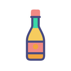 Colorful bottle with cap in minimalist flat design  