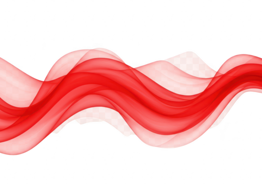 Abstract red wave flowing isolated on transparent background