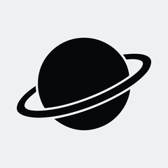 Silhouette planet with rings astronomy and science vector illustration