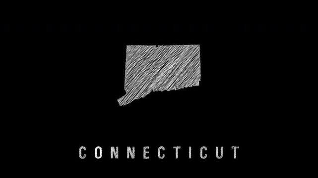Connecticut animated hand drawn sketch on black background