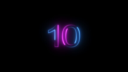 A dynamic glowing neon number 10 illustration . on a black background. and creating a stunning illustration .4k illustration .  © MD ABDUL MUMIN