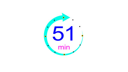 Obraz premium Abstract clock icon illustration. arrow Clock icon Digital and analog clock 51 minutes isolated on black background. and creating a stunning illustration.4k illustration