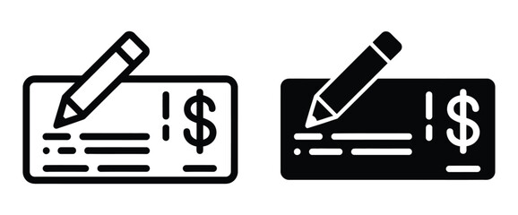 Illustration of a check being filled out with a pencil isolated on white background, representing financial transactions, payments, and banking activities with its clear and concise design