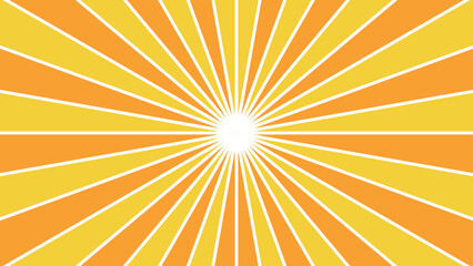 夏色のカラフルな放射状・集中線の背景イラスト