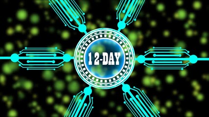 A Glowing Neon Circle With Displaying The Countdown Text 12 Days To Go On A Background . The Design Radiates A Futuristic . - Powered by Adobe