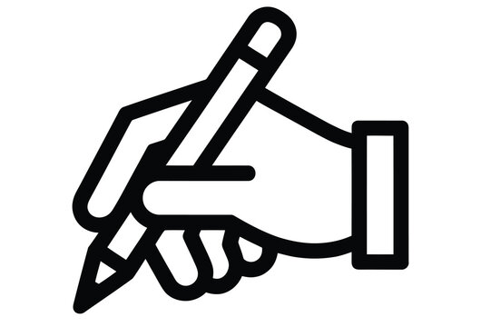 Illustration of a hand holding a pencil isolated on white background, symbolizing writing, drawing, and creative expression, perfect for educational or artistic projects and designs