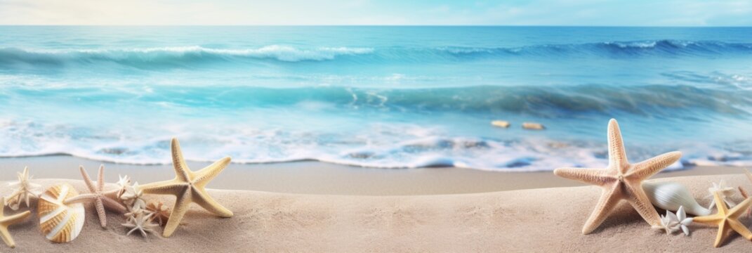 seashell background on the shore