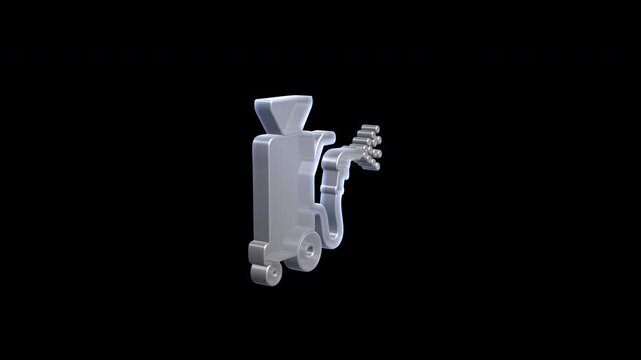 Sandblaster machine exploding view assembly animation on black background