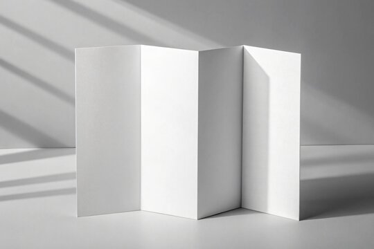 White Accordion Fold Brochure Mockup with Shadows paper