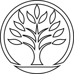 Minimalist foliage tree outline logo vector, perfect for eco-friendly, wellness, and environmental designs.

