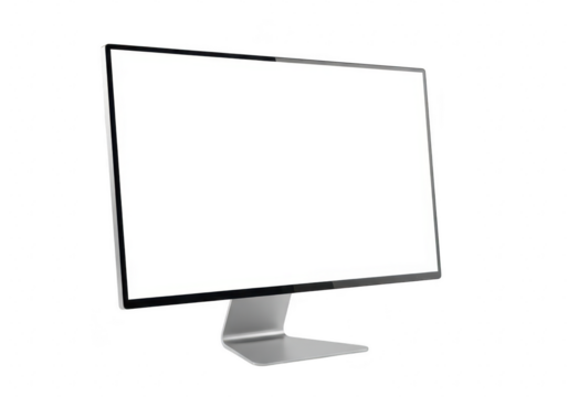 Computer monitor with blank screen isolated on transparent background