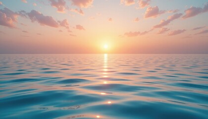 Obraz premium Serene Ocean Sunrise with Gentle Waves and Soft Clouds