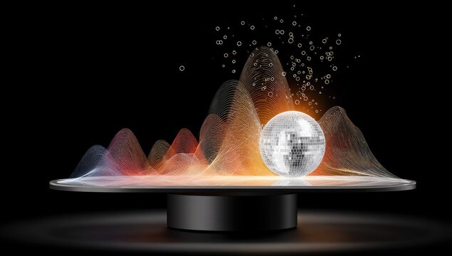 Abstract digital display with disco ball