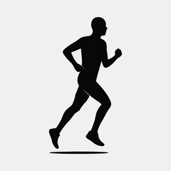 Silhouette runner athlete running exercise workout jogging sport vector illustration