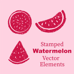 Stamped Watermelon Vector Isolated Elements Set