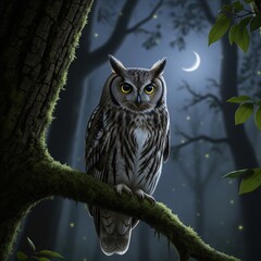 Obraz premium owl on tree branch