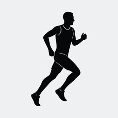 Silhouette runner man running jogging athletic activity vector illustration