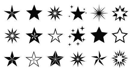 Collection of Black and White Star Icons