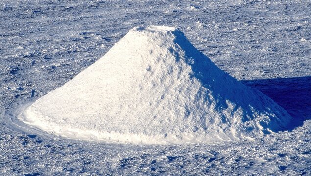 White powder mound on icy ground