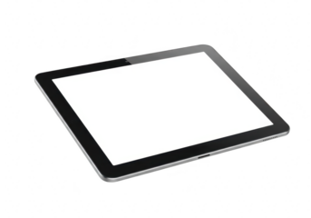 Modern tablet computer with blank white screen isolated on transparent background