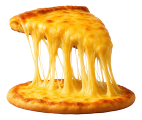 Thick cheese layer pulling away from a pizza with a gooey stretch.
