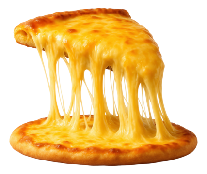 Thick cheese layer pulling away from a pizza with a gooey stretch.