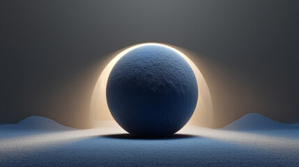A blue sphere with a light shining on it 