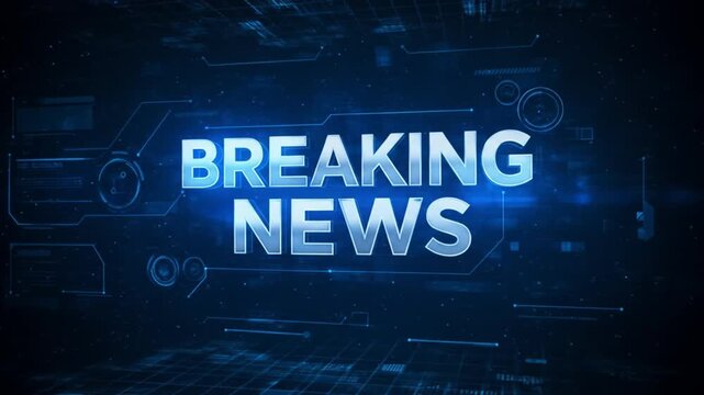 Displaying Breaking News with Futuristic Technology Theme Animated Background