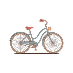 Fototapeta premium Elegant vintage cruiser bicycle illustration. Retro style city bike with a step-through frame isolated. Vector graphic design element.