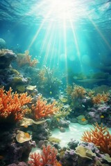 Obraz premium Sea background with fish and carals