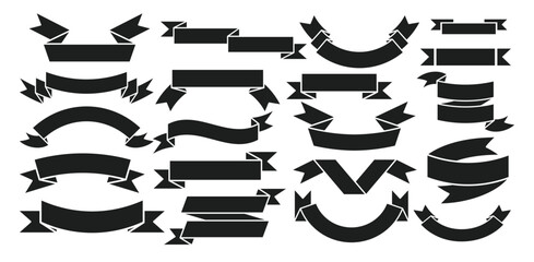 Set of Black ribbon big vector set. Ribbons banner collection. Banner ribbon vector set, colored. A decorative element for project design, presentation, etc. 