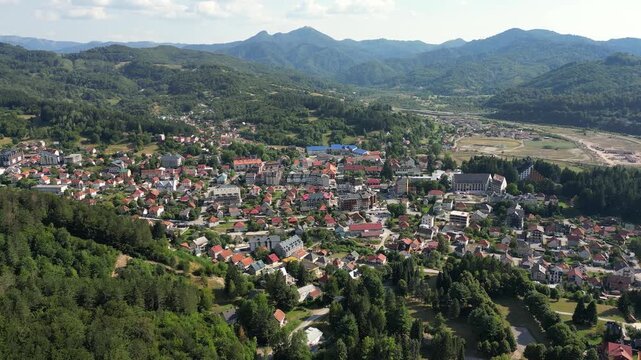 Aerial view of the town of Kolasin in Montenegro