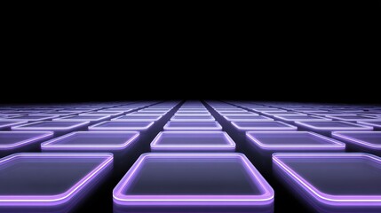 Obraz premium Illuminated keyboard, glowing purple keys in the dark for enhanced typing experience