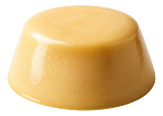 Silky pudding with a reflective sheen and scattered air bubbles