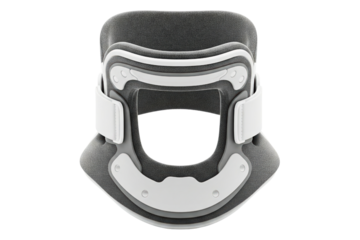 Medical orthopedic cervical collar for neck injury support isolated on a transparent background