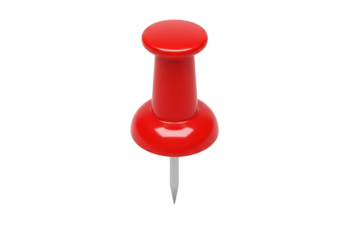 Red pushpin isolated on transparent background