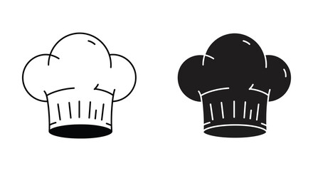 Chef Hat Silhouette and Outline Illustration for Culinary or Restaurant Design
