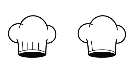 Two Chef Hats Black and White Outline Culinary Symbol Design