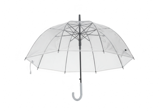 Clear umbrella isolated on transparent background