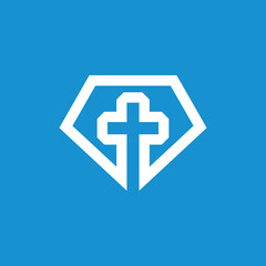 Obraz premium Diamond Cross Church Symbol Logo Design Vector Template