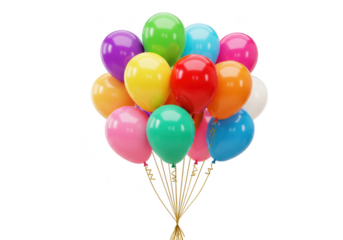 A bunch of colorful balloons isolated on transparent background