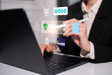 Online payment digital banking technology password encryption information protection safety identity verification authentication credit card concept