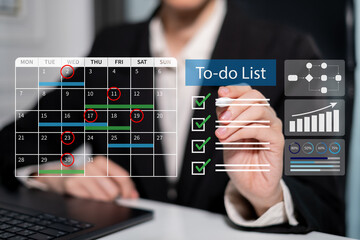 Professional entrepreneur businesswoman calendar schedule event planning reminder business strategy project management concept