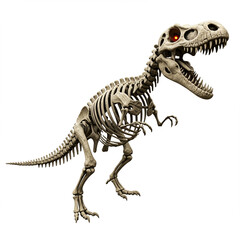 Fototapeta premium Cartoon Dinosaur Skeleton Roaring for Halloween, Isolated on White. High Detail.