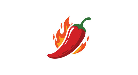 Spicy Red Chili Pepper with Flames Representing Heat and Flavor