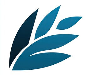 Abstract teal and navy leaf or plant logo