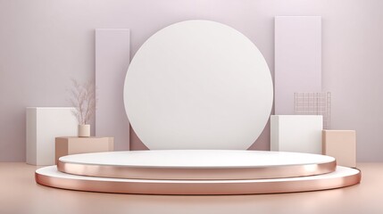 Minimalist Round Stage Mockup in Elegant Neutral Tones for Modern Events