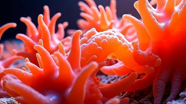 lively coral colors enfold ampere flowing speck stretch ilk submerged ocean anemone, waver done undulate currents, ooze glowing redness and oranges, patch it tendril offer and forswear